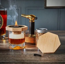 Glass Topper Cocktail Smoker Kit with Torch - 5pc Black Diamond Cocktail Smok...