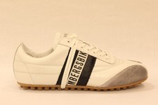 BIKKEMBERGS 30509 A scarpa uomo in pelle bianca con fascia nera suede white