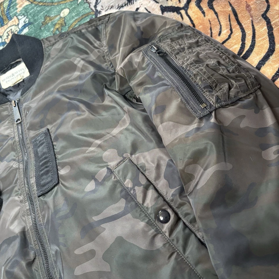 Chaqueta Bomber Denim & Supply Ralph Lauren Puffer MA-1 Abrigo Cremallera Completa Camuflaje Pequeña Foto 4 de 4