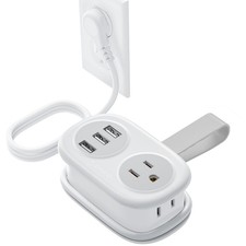 Multi Outlet Wall Mountable USB Surge Protector Power Strip 2 Outlet Plugs 5in1
