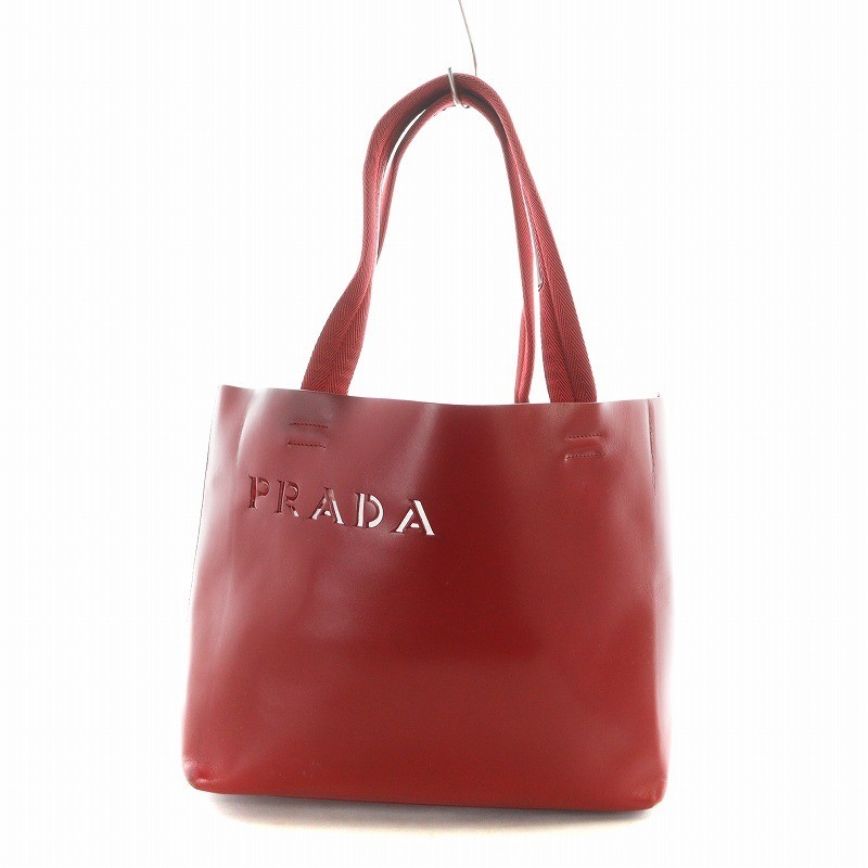 バッグ PRADA PUNCHING LEATHER TOTE HAND BAG PRADA Tote Bag Hand Leather Punching Logo with Pouch Red | eBay