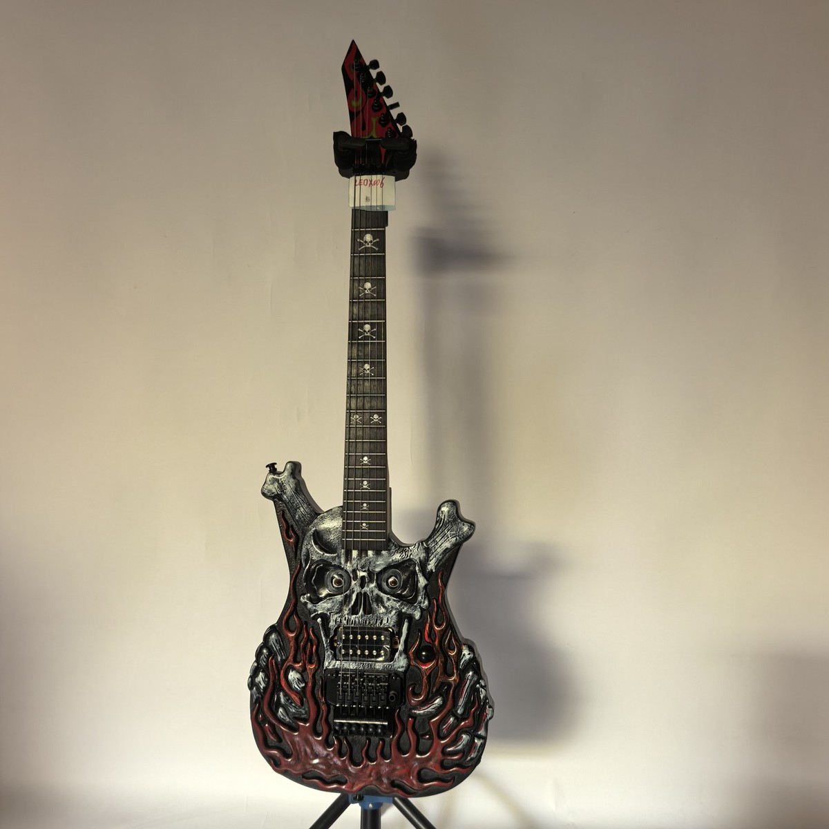 Lynch Style Flamed Screaming Skull and Bone Electric Guitar FR 