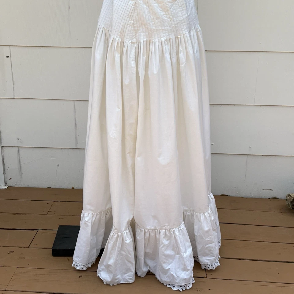 De Colección Falda de Algodón Blanca Pradera Enagua Boho Maxi Falda Parte Inferior Completa con Volantes Foto 2 de 4