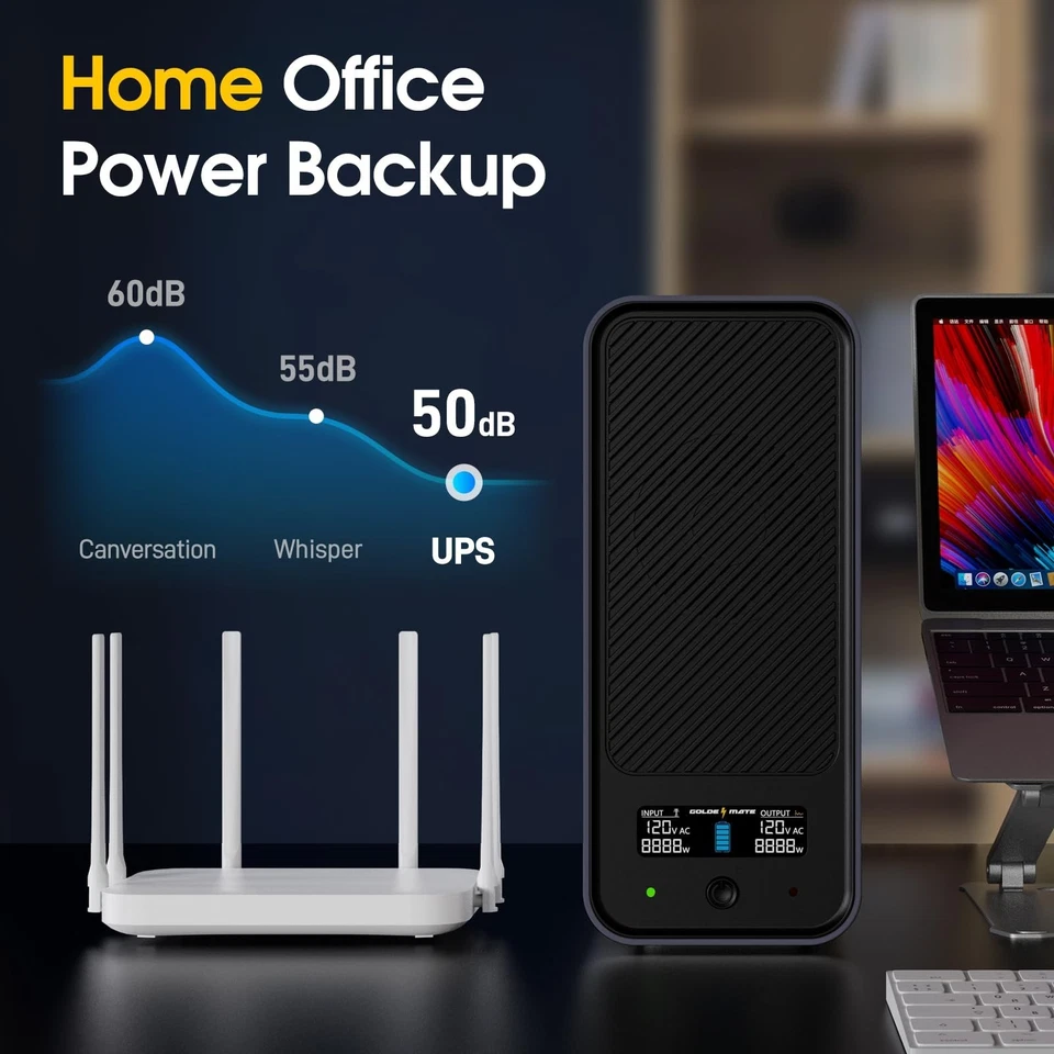 UPS Goldenmate UPS 1000VA/600W litio hierro fosfato UPS, 10X mayor duración de la batería Foto 2 de 4