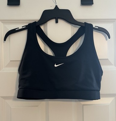 Size L - Nike Women s Swoosh Light Support Sports Bra, Non Padded, Black/White