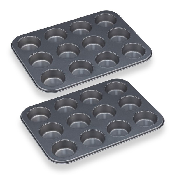Muffinform Muffinblech Muffinbackform Cupcakeblech Muffinsform Grau Antihaft-image