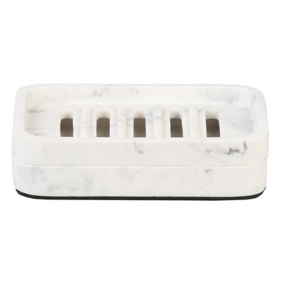 Faux Marble Soap Dish for Bathroom White Modern Soap Tray Holder for Sink