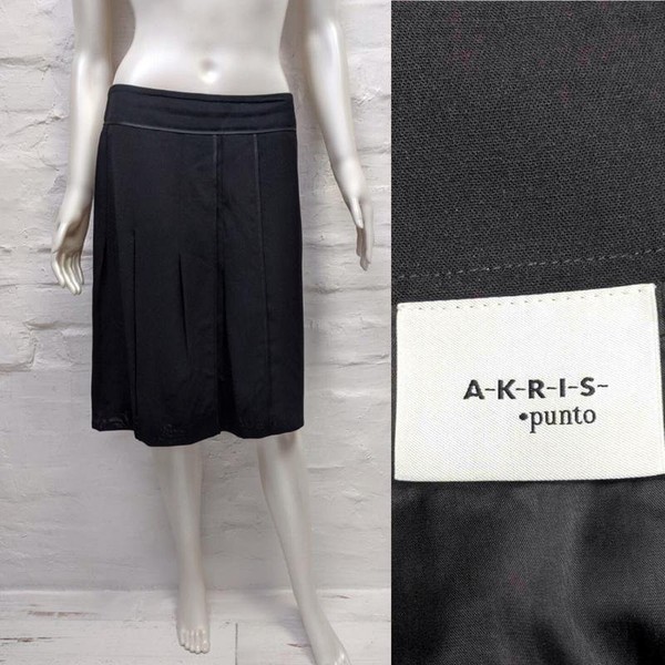 Women Akris Skirt Black Wool 34 / XS / 42 #4Q39