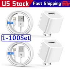 White 1A USB Power Adapter AC Home Wall Charger US Plug FOR iPhone 14 13 12 LOT