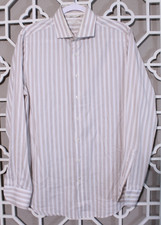 Suitsupply Button Up Shirt Mens L 16.5 42 Extra Slim Fit White Beige Business