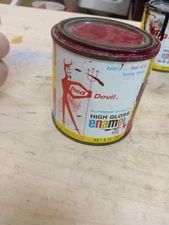 Two Vintage Red Devil High Gloss Enamel Paint Cans Red, Gloss Black