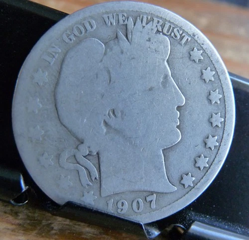 1907-D Barber Half Dollar Silver 50C Coin Denver Mint Circulated