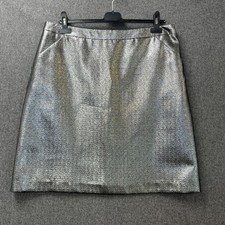 Marks & Spencer skirt size 16 silver metallic sparkle knee pockets 