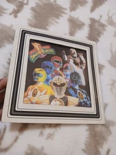 Vintage 1990s Power Rangers Carnival Prize Picture & Glass - 8" Square 