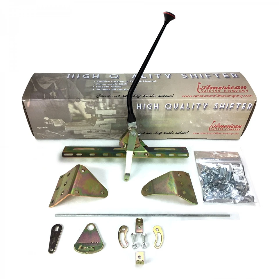 GM350 (TH) Single Action Shifter Kit 16" Black Arm w/ Bend and Black Knob muscle - Image 2 of 4