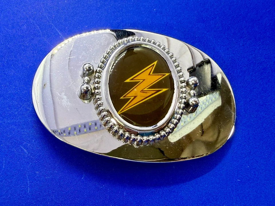 Lightning Bolt Strike descarga eléctrica flash cabujón en hebilla de cinturón reflectante Foto 3 de 4