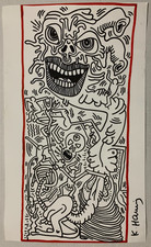 DESSIN FEUTRE GRAND FORMAT D'APRES KEITH HARING - 38 X 63