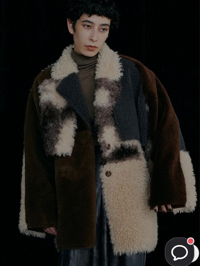 AMERI Mouton Coat Brown Beige Gray - image 1