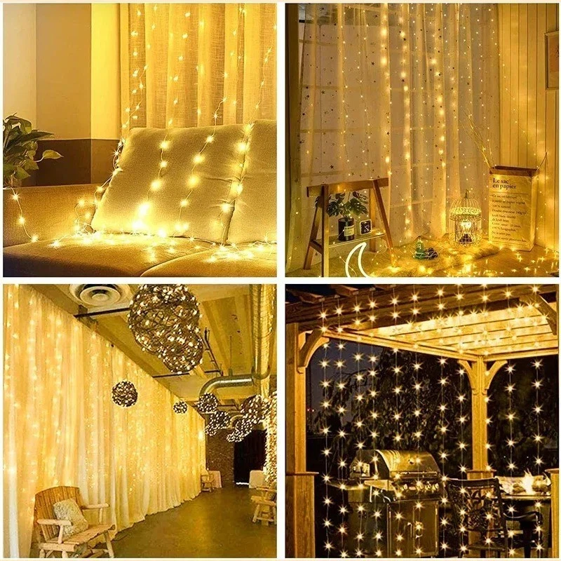 3M LED Curtain String Lights Fairy USB 8 Modes Garland for Christmas Wedding - Image 2 of 4