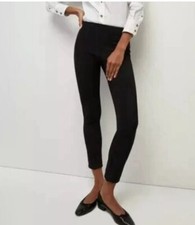 VERONICA BEARD BLACK ZIP BACK Flat Front SLIM CROPPED Stretch PANTS Size 6 EUC