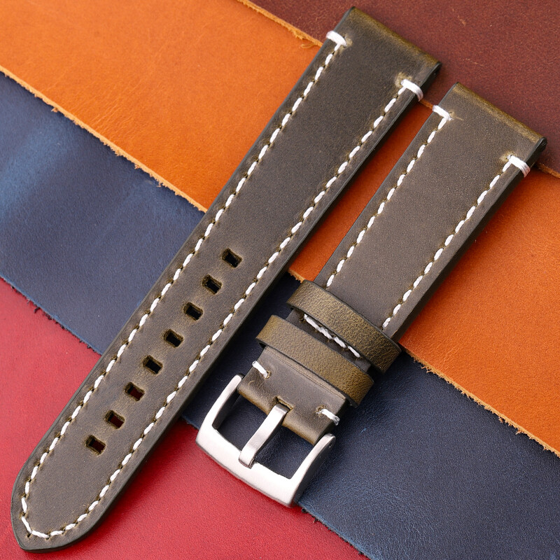 Genuine Leather Watch Band 7 Colors Strap 18mm 20mm 22mm 24mm Cowhide Bracelet - Picture 22 of 35