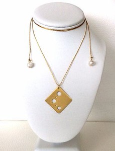 Authentic 24K YELLOW GOLD PLATED THREAD NECKLACE AND EARRINGS SET