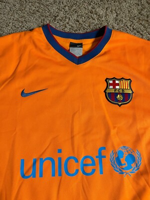 Authentic FCB Barcelona Nike Jersey Orange Unicef Soccer Football