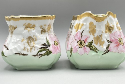 Antique Haviland Co Limoges Porcelain Creamer & Sugar Bowl Signed Minnie Dickens - Picture 4 of 7