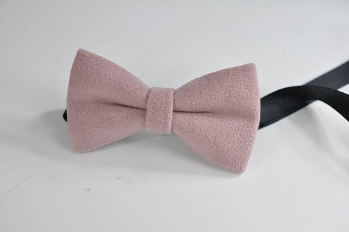 BOY KIDS DUSTY PINK VELVET BOW TIE + NAVY ELASTIC SUSPENDERS Fits 1-6 YEARS OLD - Picture 2 of 8