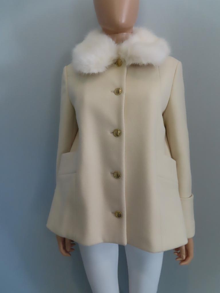 GUCCI★素敵!Ivory Single-Breasted Faux Fur Trim Coat NWT GUCCI Ivory Single-Breasted Faux Fur Trim Coat Size 38