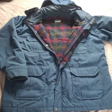 Woolrich Field Chore Coat Jacket Mens XL Made USA Wool Lined Flannel Blue