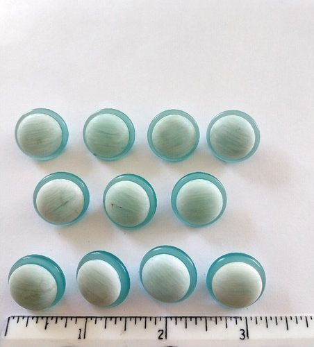 Vintage ELEVEN (11) DOME ROUND HALF SHANK AQUA TURQUOISE BUTTONS~ 3/4" D - Picture 6 of 7