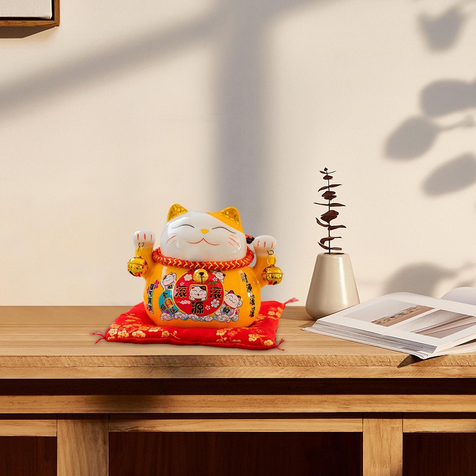 Jevina 7 Ceramics Waving Maneki Ornament Feng Shui Decoration Swing,B