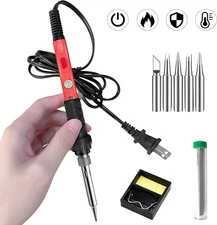 60W Soldering Kit, 110V Iron with 5 Tips, Stand, Solder Tube  Electronics Repair