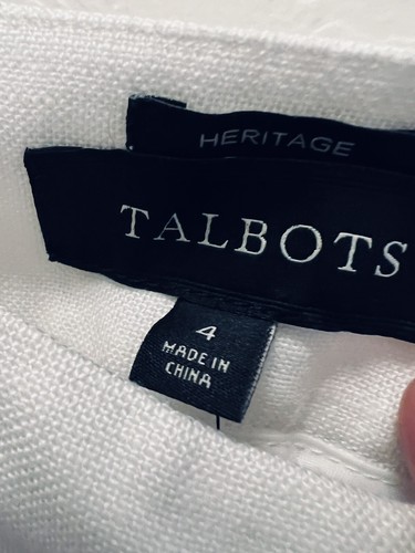 Talbots Heritage Linen Pants Women lining button Evening White NWT - Picture 3 of 10