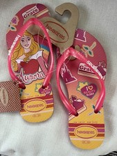 Havaianas Disney Aurora Sleeping Beauty Kids USA 13C/1Y 31/32 Thongs Flip Flops