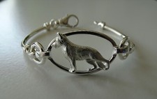 Small Sterling Silver German Shepherd Dog Standing Study Bracelet
