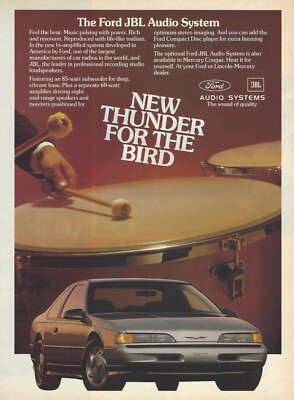 1988 Ford Thunderbird JBL Audio System vintage Print Ad 80's Car Advertisement