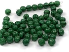 Czech Glass Druk Beads 8x7mm Flattened Round with Clover Rich Green 30pcs, P899