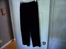 Impressions Size M Black Faux Velvet Full Elastic Waist Pants Pull On Vintage