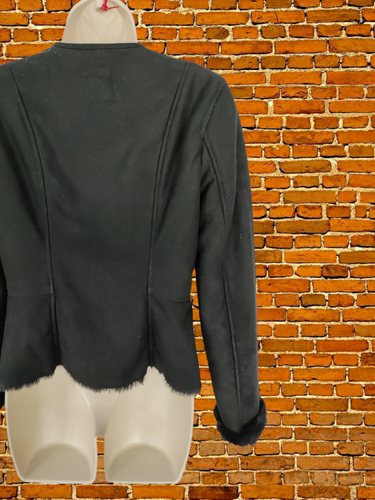 CHAQUETA ABRIGO MUJER ZARA TRAFALUC TALLA UK PEQUEÑA PIEL SINTÉTICA CREMALLERA MOTOCICLISTA AVIADOR - Imagen 4 de 5