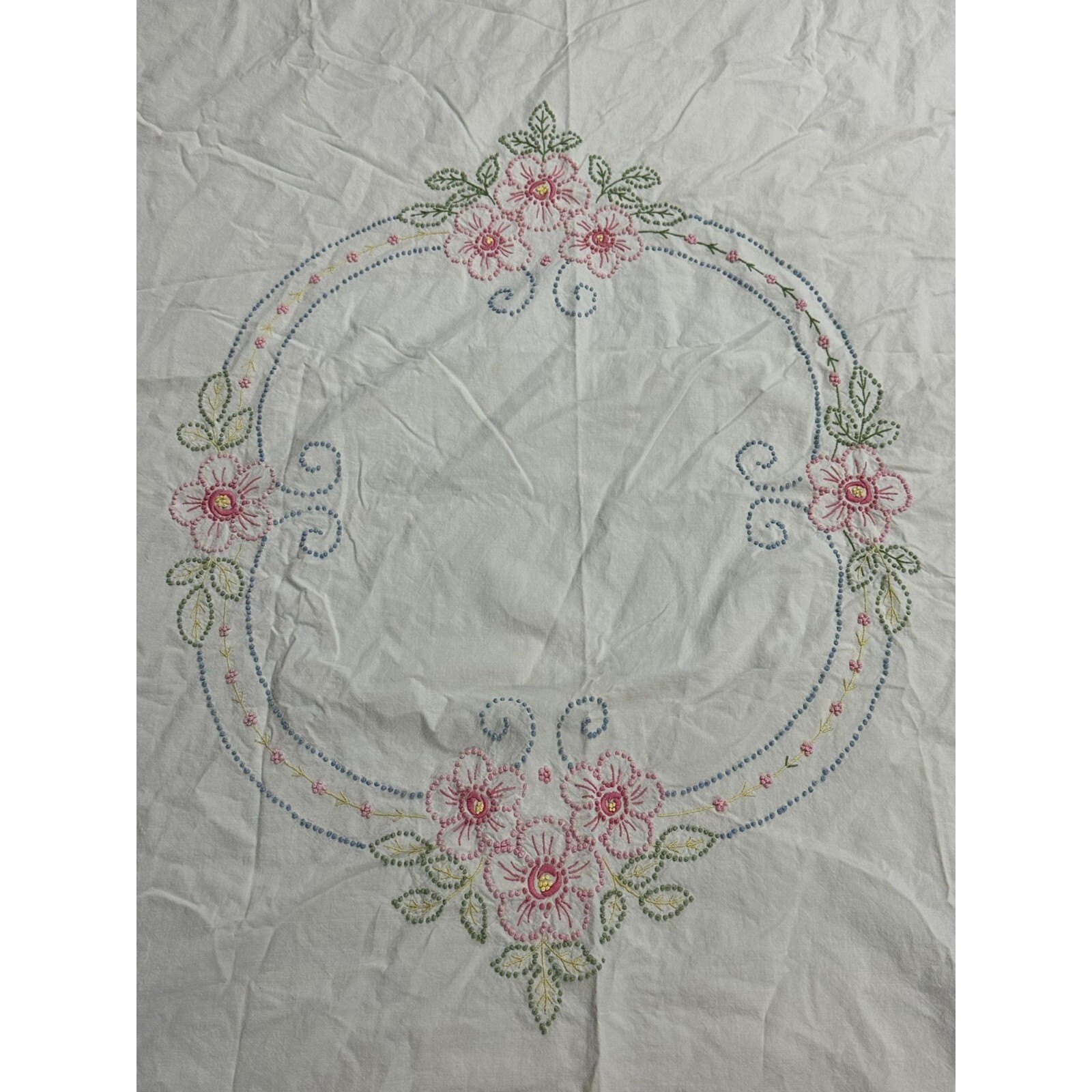 Vintage Full Sized Bedspread French Knot Needlepoint Embroidered