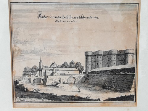 Grabado en cobre original de la Bastilla de París Merian 1655 - Imagen 3 de 3