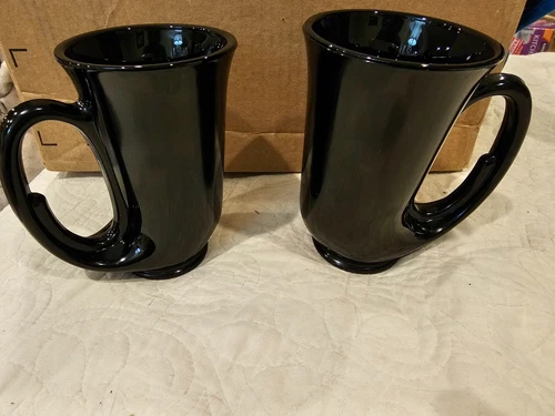 Pair of Indiana Glass Tiara horn mugs