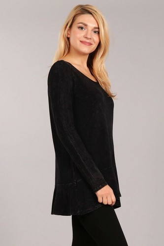 Chatoyant Soft and Stretchy Mineral Wash Tunic Black Large - Picture 3 of 5