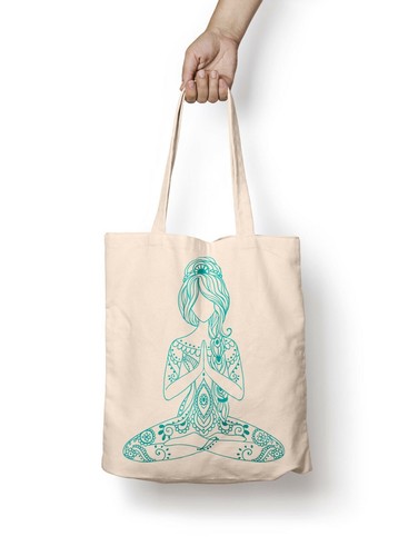 Yoga Namaste Tote, Grocery Tote, 100% Cotton Canvas Premium Tote - Picture 3 of 6