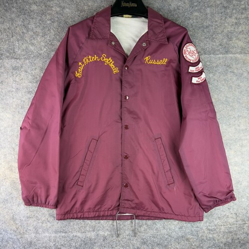 Vintage 1982 Sears Jacket Button Up Men’s M California Police Olympics Maroon - 第 1/14 張圖片