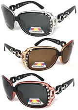 POLARIZED ANTI GLARE Womens Largre Square Rhinestones Sunglasses UV Prtoect