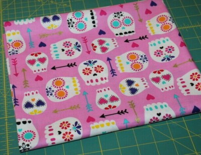 PINK Dios de Los Muertos UNIQUE Fabric 1/2 HALF YARD YD 100% Cotton SUGAR SKULLS