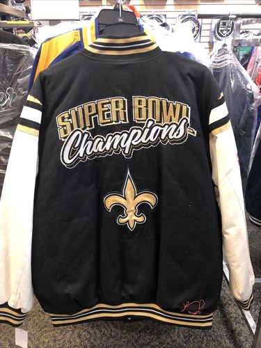 Vintage NFL Varsity Jacket 3XL Bomber New Orleans Saints Black - Picture 2 of 3
